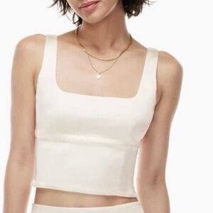 Aritzia Size XS Women’s Wilfred Satin Shine crop top ivory Cream White